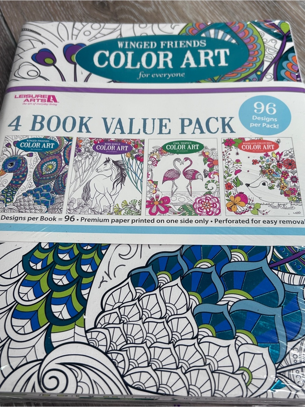 Leisure Arts Adult Coloring Books • 4pk• 96 Designs • Stress Relief • New Sealed